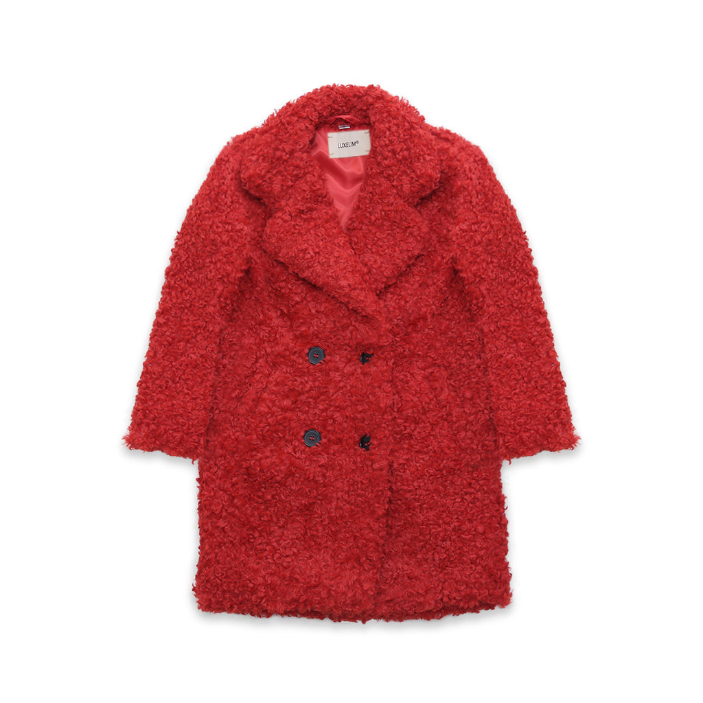 Zara red store teddy coat